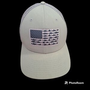 Mens Columbia PFG Cap Hat  Performance Fishing Gear Mesh Fitted Fish Flag